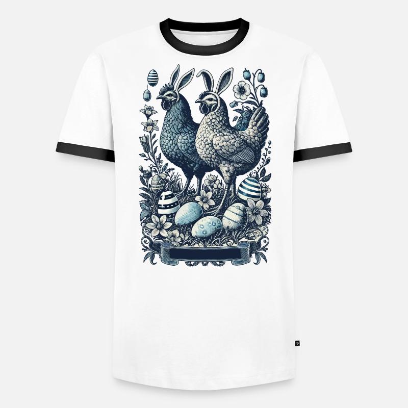Easter Retro Chickens Easter Bunny Chicken Aesthetic Men's Ringer Shirt