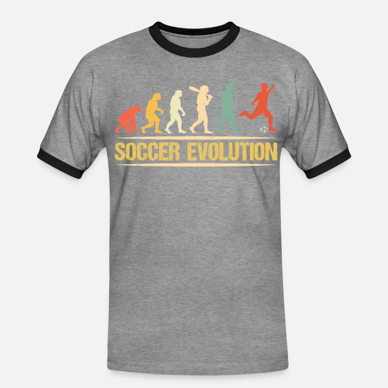 Soccer Evolution - Männer Kontrast-T-Shirt - Grau meliert/Schwarz