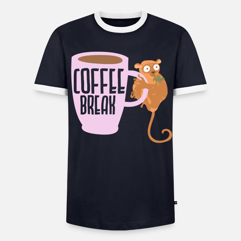 Kaffeepause Tarsierflüsterer Koffeintrinker - Männer Kontrast-T-Shirt - undefined