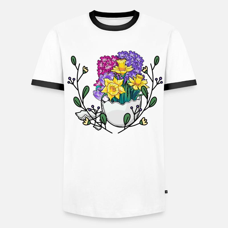 Spring Nature Wilderness Easter Egg Happy Easter Flower Men's Ringer Shirt