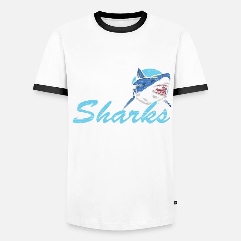 Quand je m’endors, je compte les requins, pas Sha T-shirt contrasté Homme