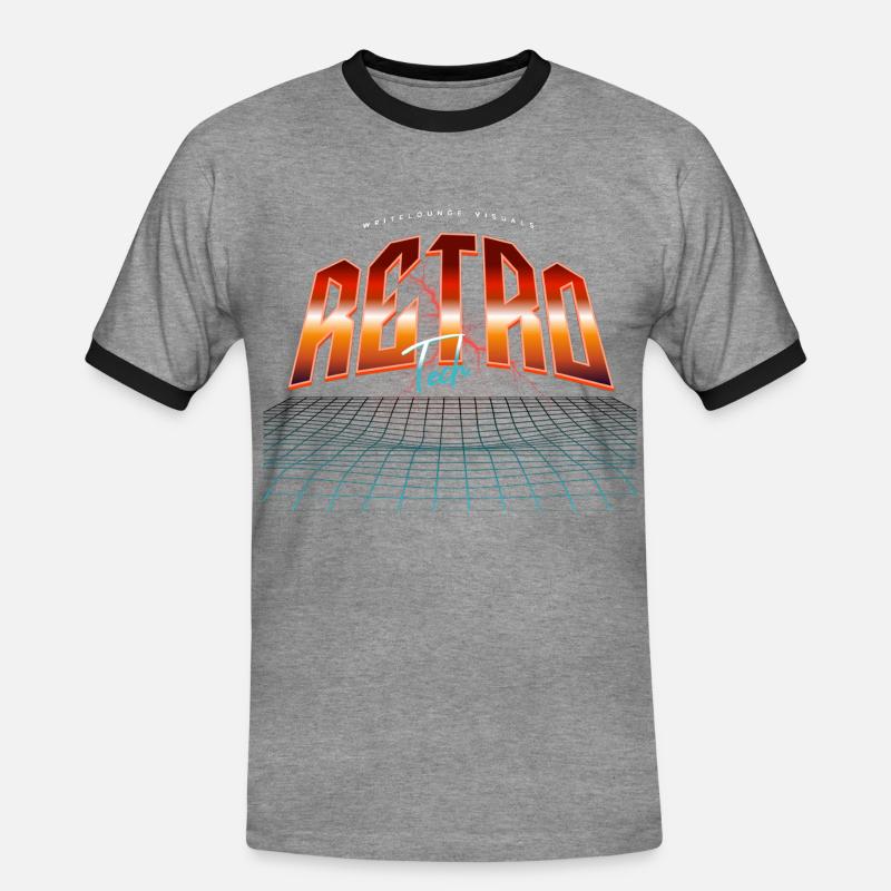 Retro Tech Neon Synthwave - Männer Kontrast-T-Shirt - Grau meliert/Schwarz