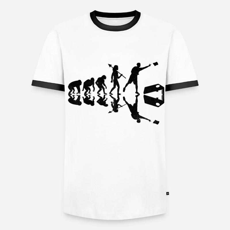 Cornhole Evolution Cornhole Sports Lustiges Cornhole Männer Kontrast-T-Shirt
