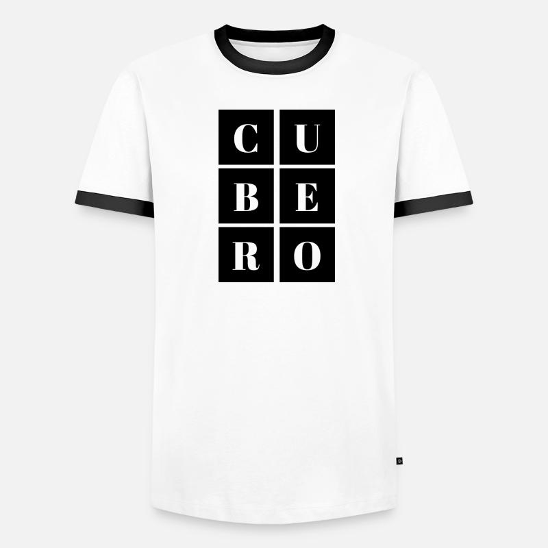 Black & White Square Cube Men's Ringer Shirt