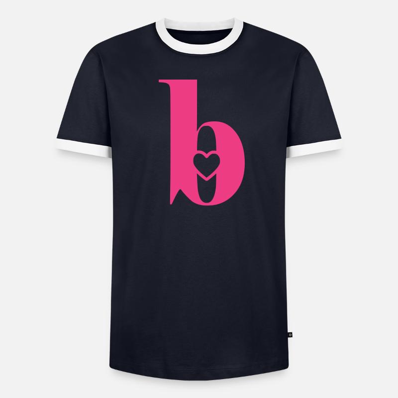 Buchstabe b Anfangsbuchstabe mit Herz - Männer Kontrast-T-Shirt - undefined