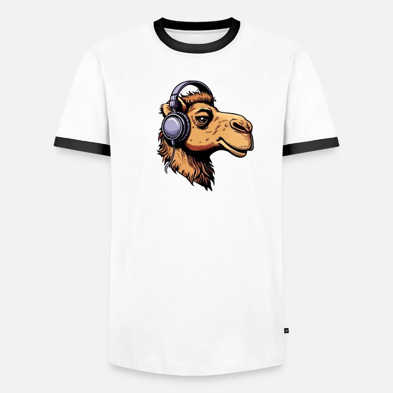 Kamel mit Kopfhörern Männer Kontrast-T-Shirt