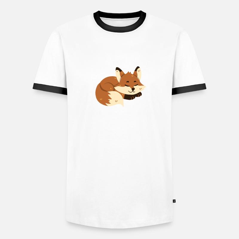 Fuchs schläft Männer Kontrast-T-Shirt