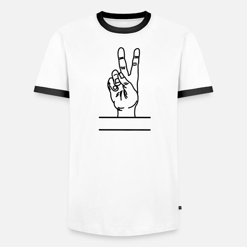 Text space with hand gesture peace Men's Ringer Shirt