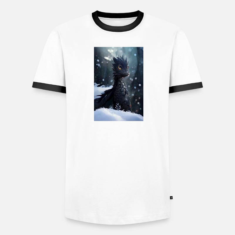 Junger schwarzer Drache Männer Kontrast-T-Shirt