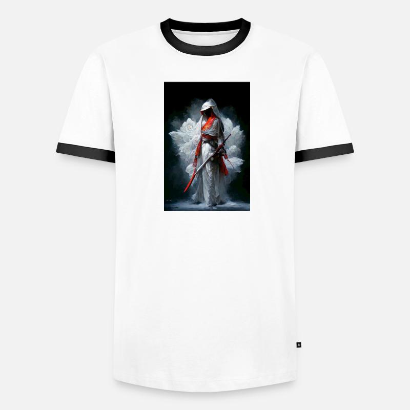 Weißer Samurai Männer Kontrast-T-Shirt