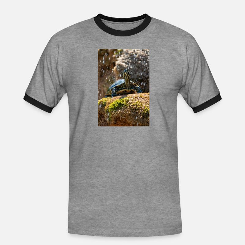 Gelbbauch-Slider Trachemys scripta scripta - Männer Kontrast-T-Shirt - Grau meliert/Schwarz