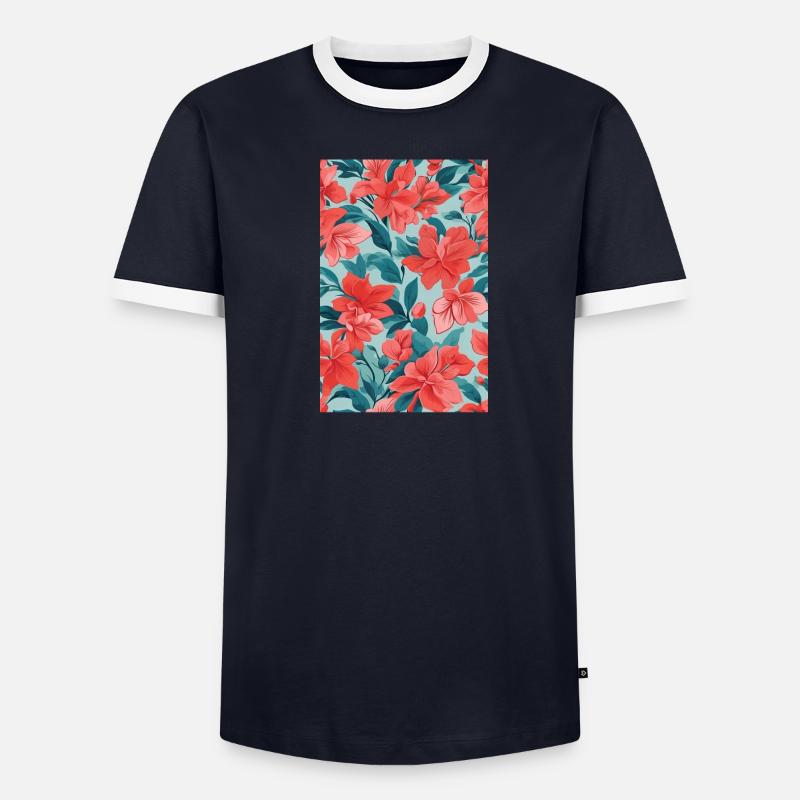 Fleurs rouges T-shirt contrasté Homme