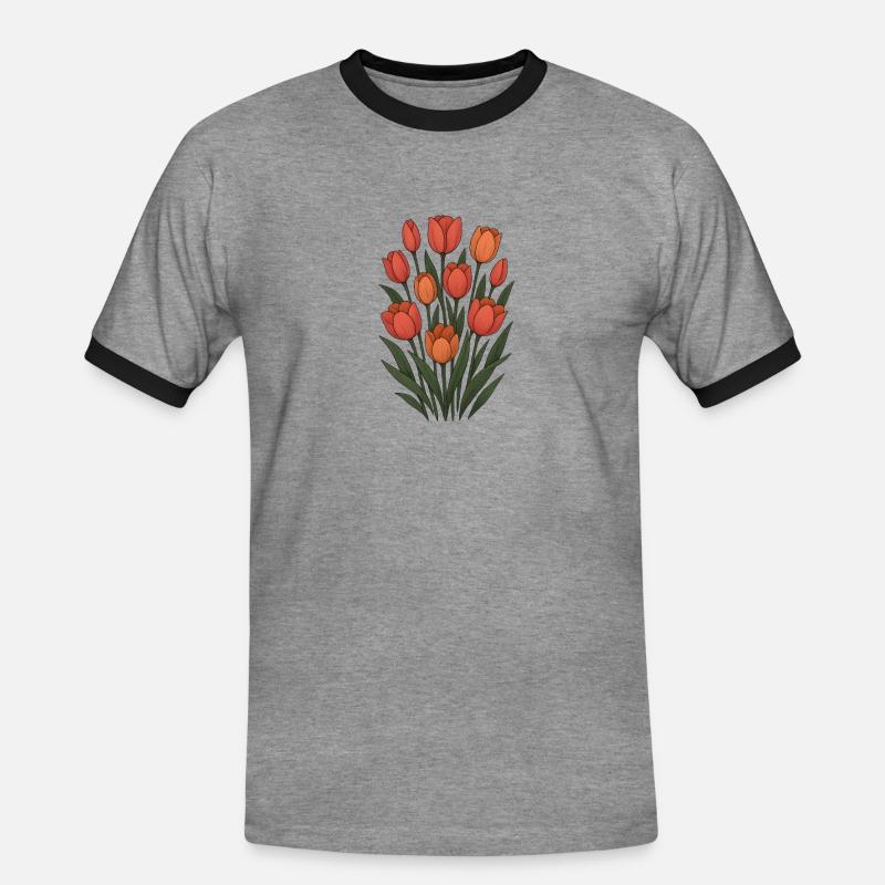 Tulips - Men's Ringer Shirt - heather grey/black