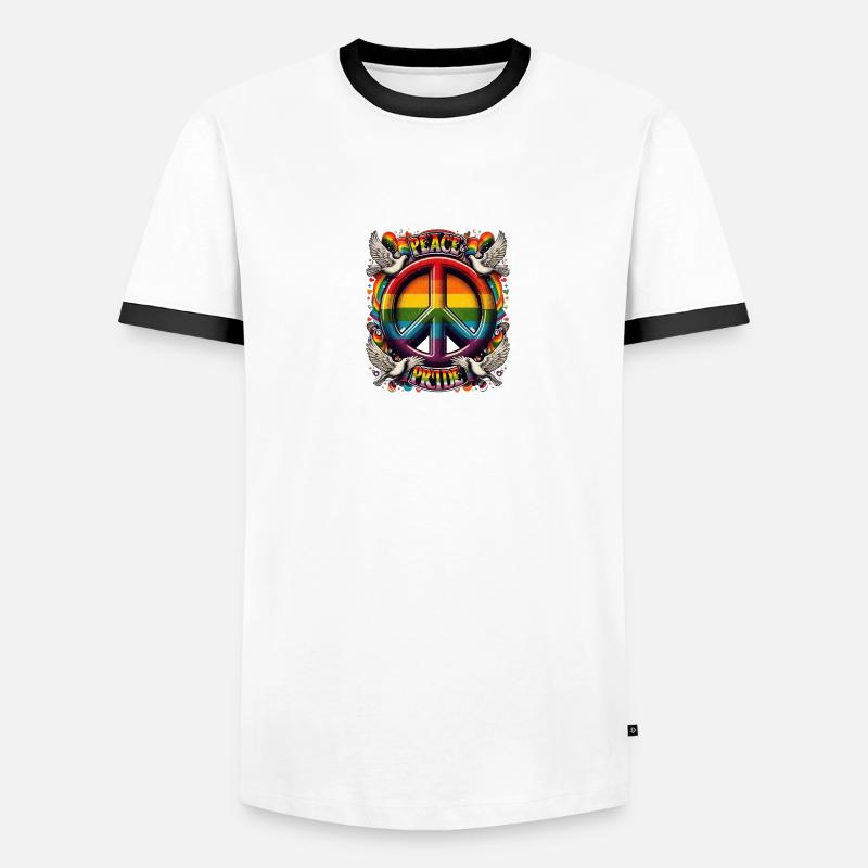 Rainbow Peace and Pride Vibrant Artwork Men's Ringer Shirt