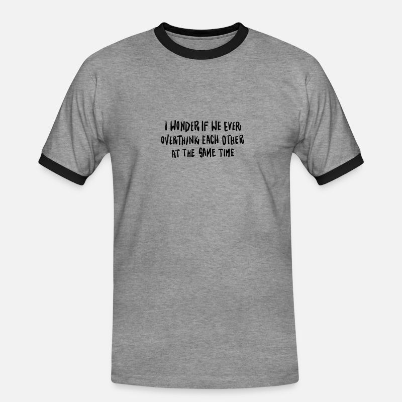 Lettrage de déclaration Réflexion excessive - T-shirt contrasté Homme - gris chiné/noir