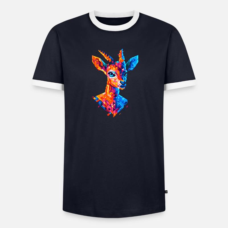 Plolygon Ziege Männer Kontrast-T-Shirt