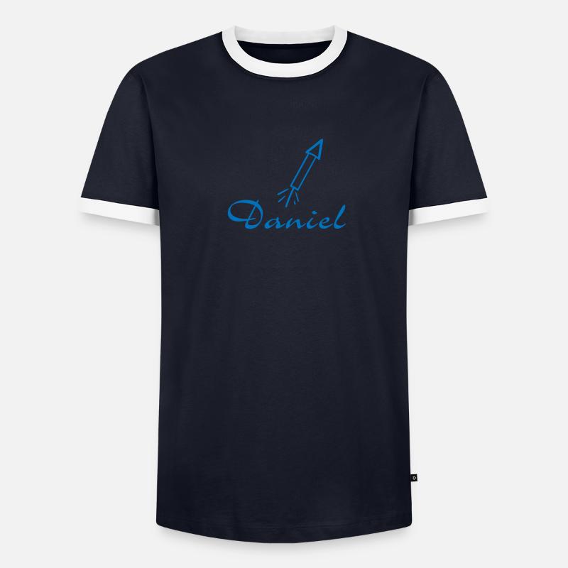 Lettrage Daniel avec fusée | Vectorale T-shirt contrasté Homme