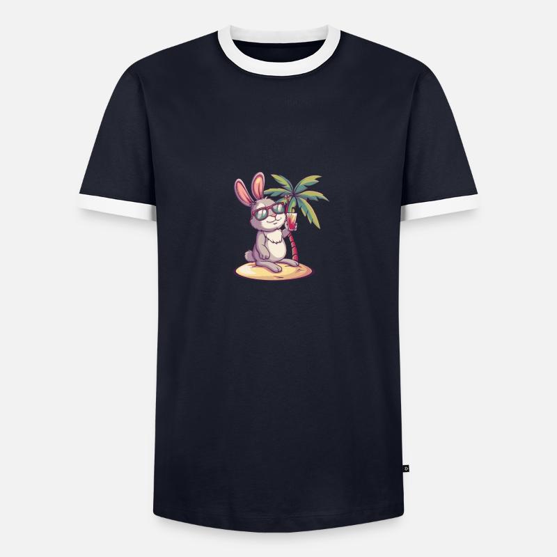 Bunny Summer Beach Comic Men's Ringer Shirt