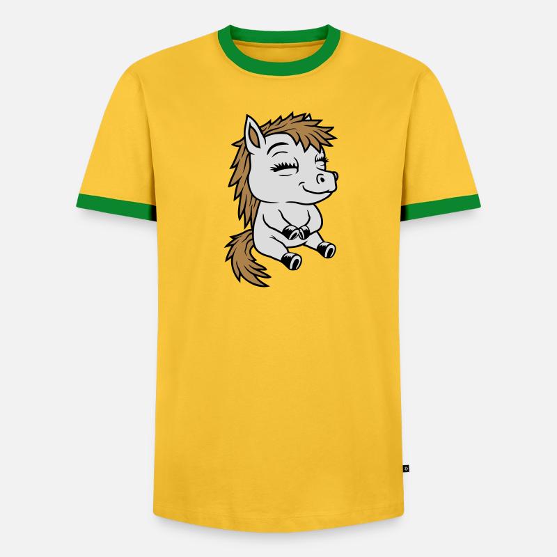 Kleines sitzendes Comic Pony - Männer Kontrast-T-Shirt - undefined