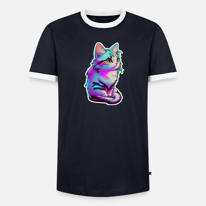 petit chaton eclairage néon - chat mignon T-shirt contrasté Homme