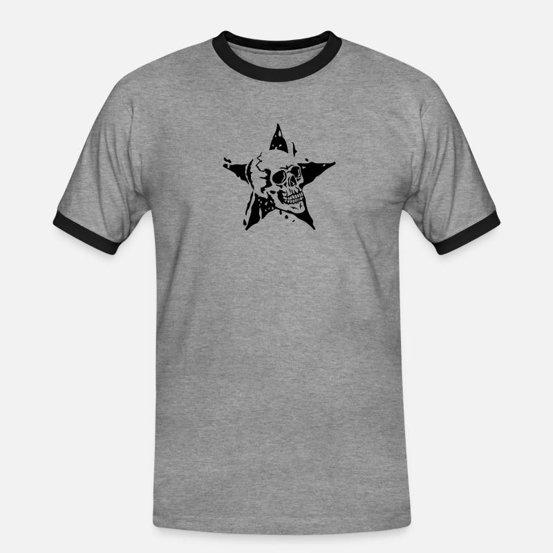 Todesstern Todes Kopf etoile5 - Männer Kontrast-T-Shirt - Grau meliert/Schwarz