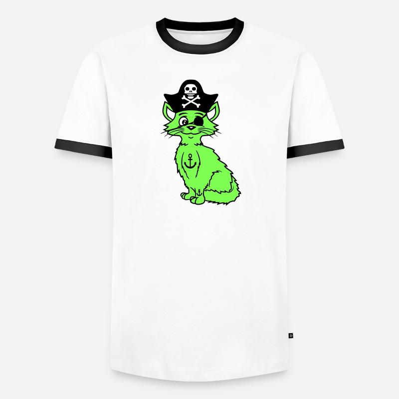 Mignon Pirate Chats Buccaneer Oeil Patch Chapeau Costume T-shirt contrasté Homme