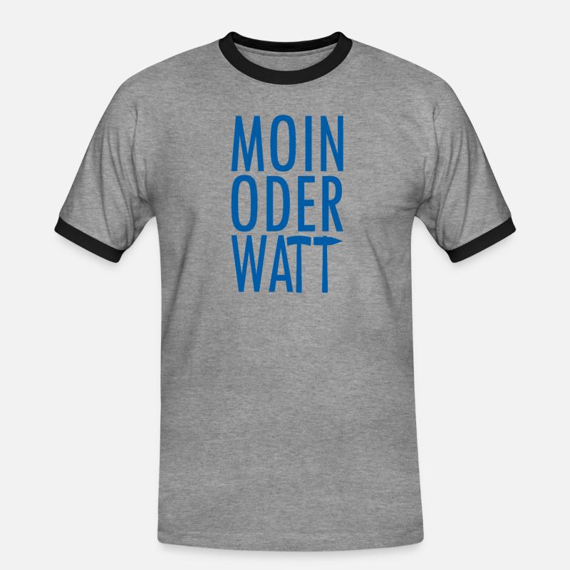 Moin oder Watt Ruhrpott - Männer Kontrast-T-Shirt - Grau meliert/Schwarz