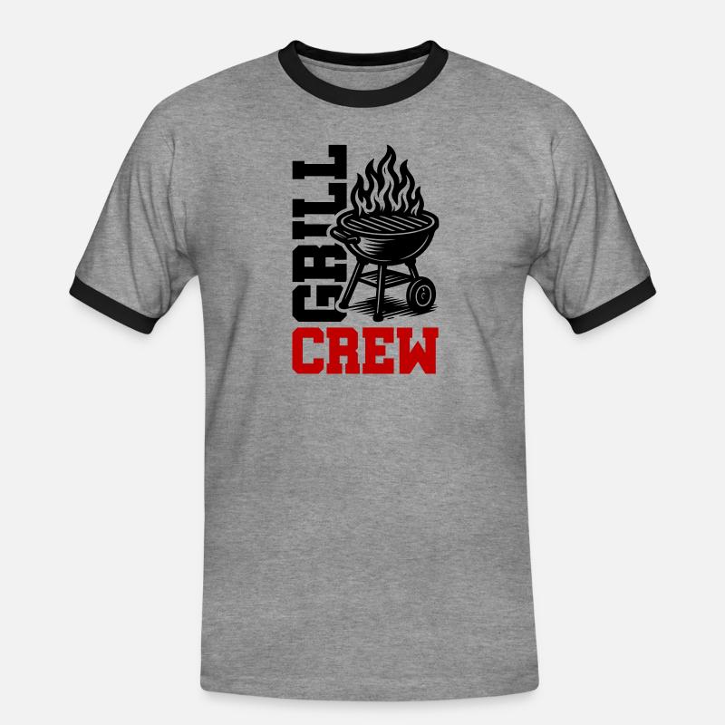 Grill Crew - Männer Kontrast-T-Shirt - Grau meliert/Schwarz