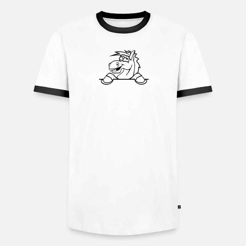 drôle comique mur de cheval de bande dessinée text T-shirt contrasté Homme