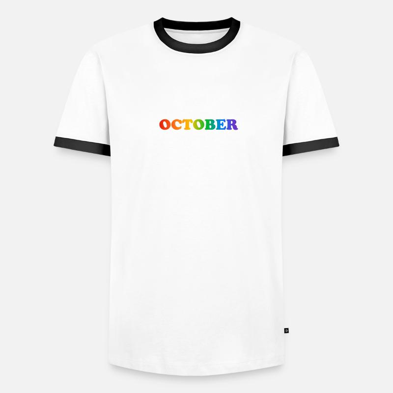 October rainbow text Men's Ringer Shirt