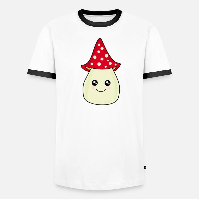 Kawaii champignon Toadstool mignon rouge avec visage T-shirt contrasté Homme