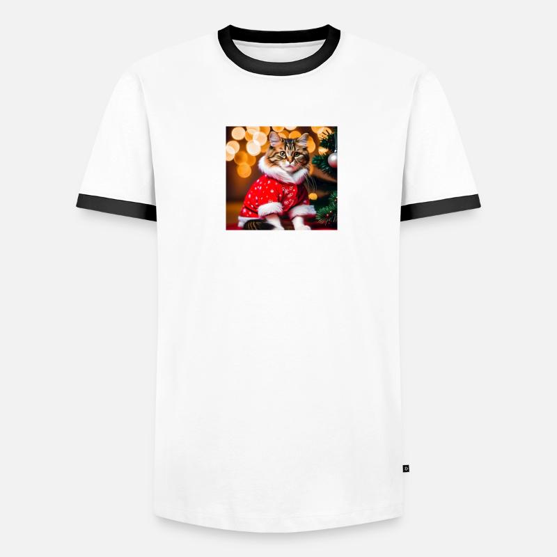 Katze im Pullover Männer Kontrast-T-Shirt