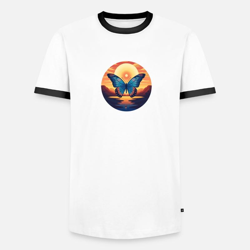Morpho Papillon Bleu T-shirt contrasté Homme