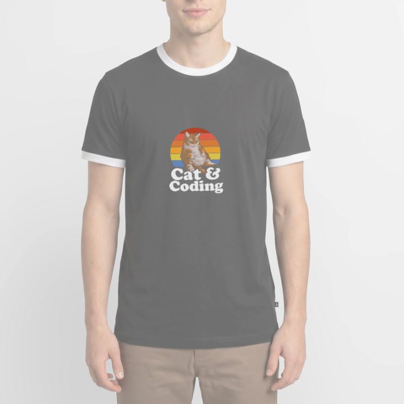 Chats et codage Codeur drôle Cat Lover Programmation T-shirt contrasté Homme