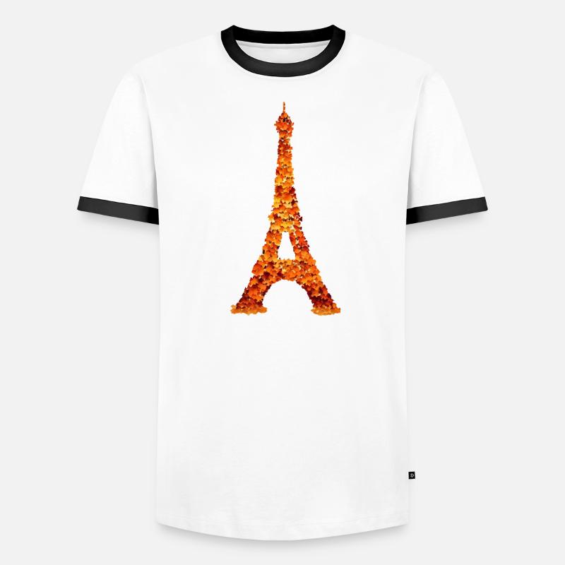 Automne à Paris Eiffenturm feuillage feuilles colorées T-shirt contrasté Homme