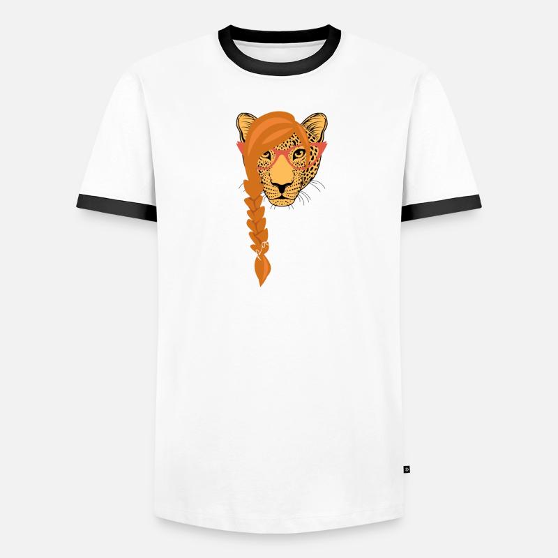 leopard Lady | white text Men's Ringer Shirt