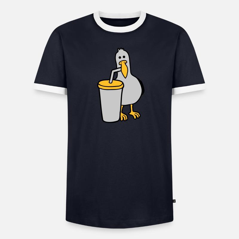 Seagull drinks cola drink Men's Ringer Shirt