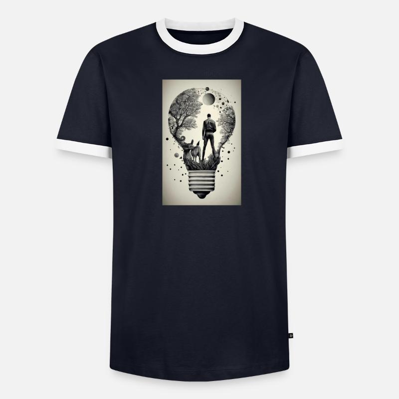 man inside a light bulb Men's Ringer Shirt