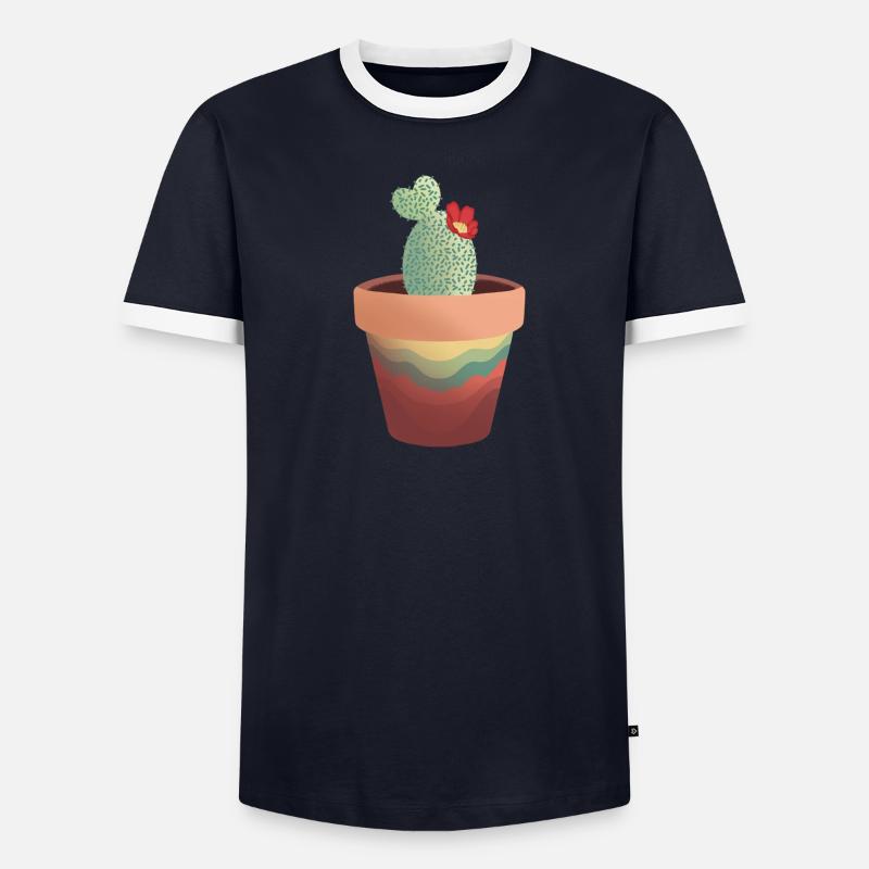Kaktus Topf Männer Kontrast-T-Shirt