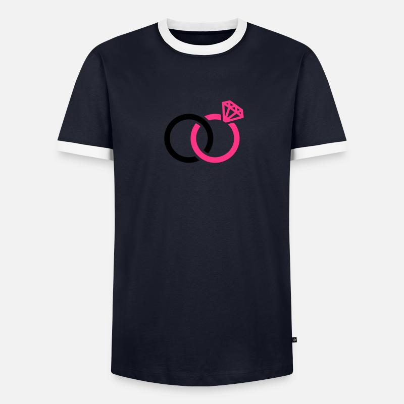 Ringe Männer Kontrast-T-Shirt