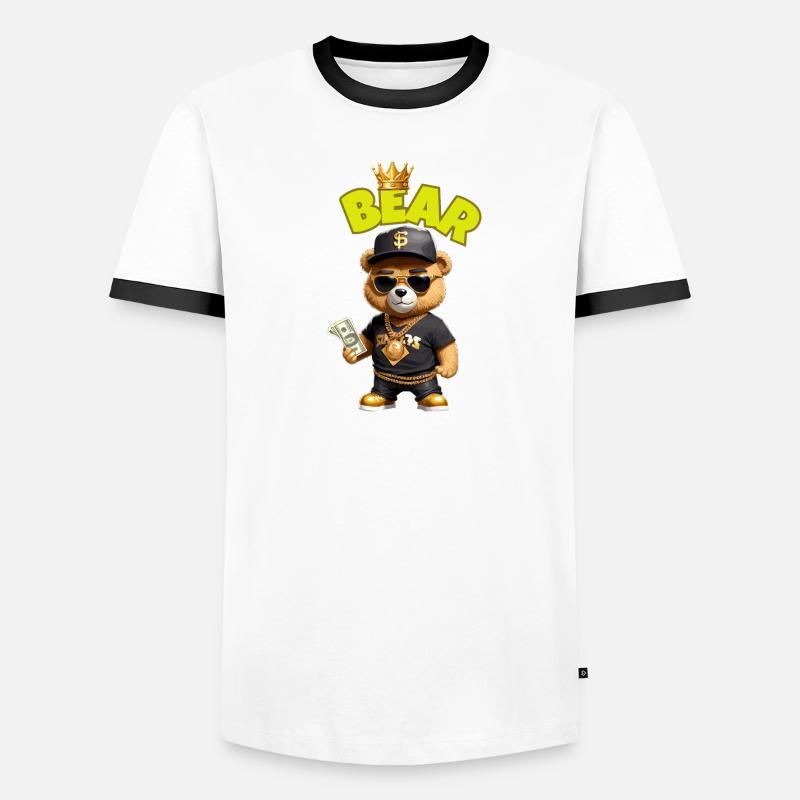 Teddybär mit Geld Männer Kontrast-T-Shirt