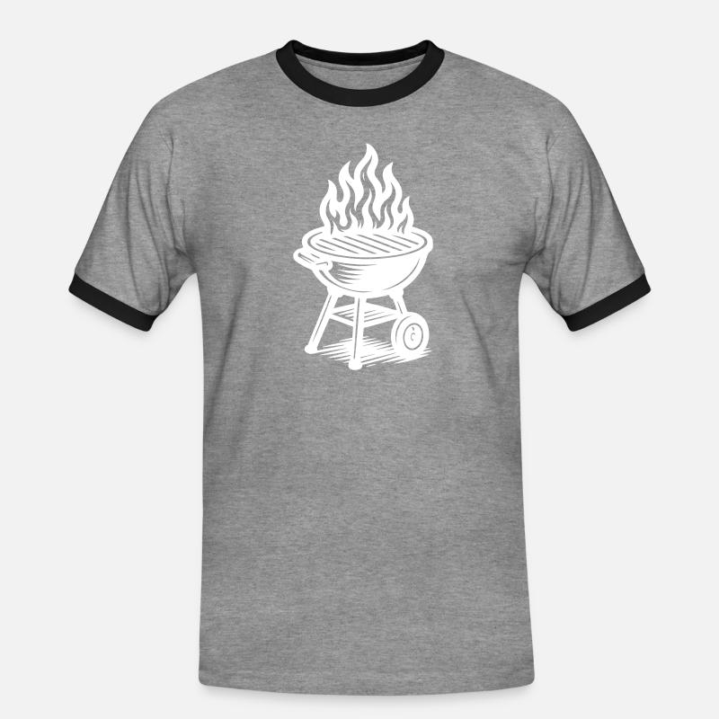 Grill Fire Grilling - Men's Ringer Shirt - heather grey/black