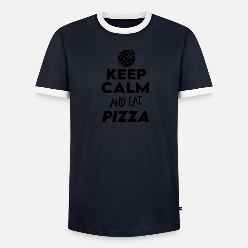 Keep Calm Eat Pizza Pizza manger T-shirt contrasté Homme