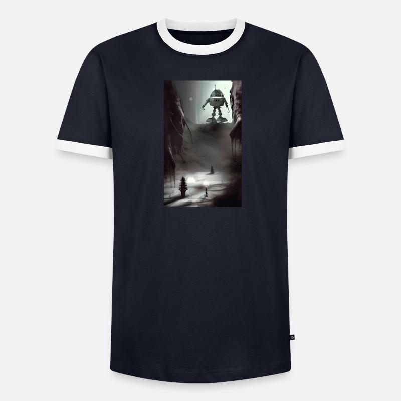 Vaisseau spatial robot Comic effrayant Alien sur un étrange T-shirt contrasté Homme