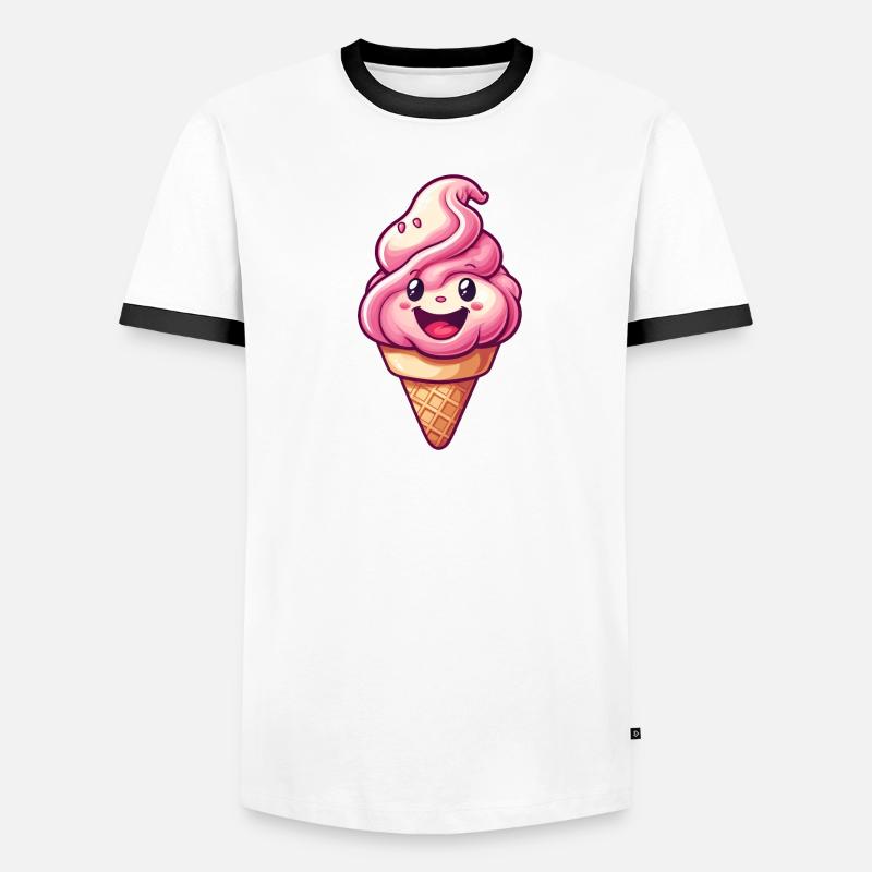 Lächelnde Eiskreation Männer Kontrast-T-Shirt