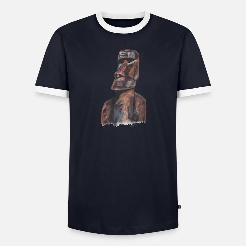 MOAI Männer Kontrast-T-Shirt