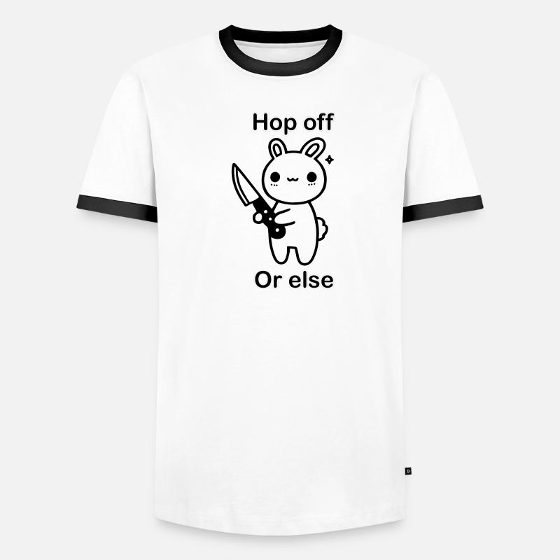 Süßer Hase mit Messer - Hop Off, oder sonst Design Männer Kontrast-T-Shirt