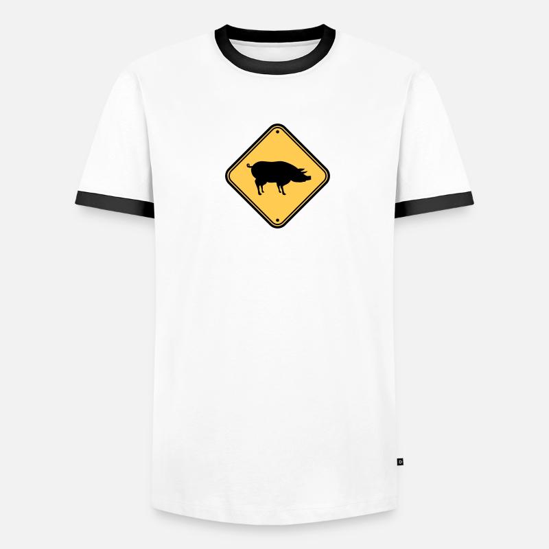 sign danger warning caution caution silhouette out Men's Ringer Shirt