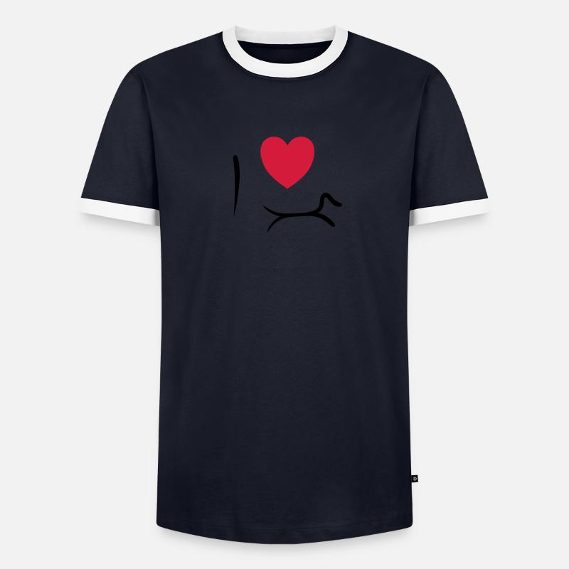 Ich liebe Dackel Männer Kontrast-T-Shirt