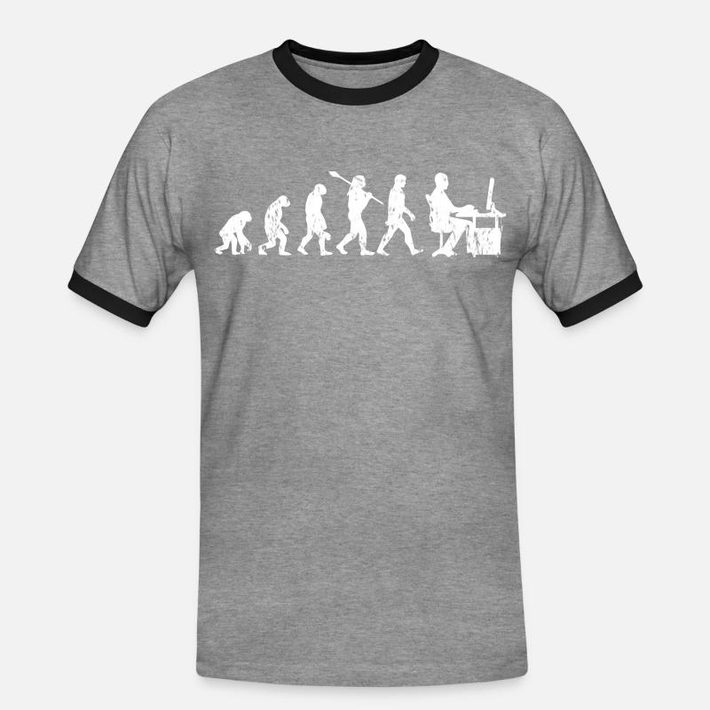 Gaming Evolution Geschenk - Männer Kontrast-T-Shirt - Grau meliert/Schwarz
